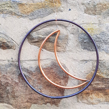 Load image into Gallery viewer, Copper moon and circle hanging decoration