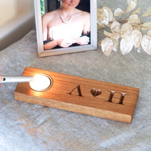 Load image into Gallery viewer, Personalised Solid Oak Tealight with Heart