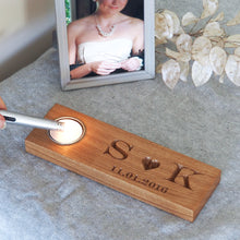 Load image into Gallery viewer, Personalised Solid Oak Tealight with Heart