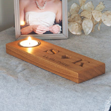 Load image into Gallery viewer, Personalised Solid Oak Tealight with Heart