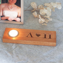 Load image into Gallery viewer, Personalised Solid Oak Tealight with Heart