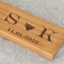 Load image into Gallery viewer, Personalised Solid Oak Tealight with Heart