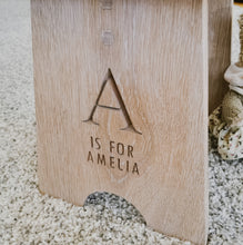 Load image into Gallery viewer, Personalised Contemporary Oak Child's Stool
