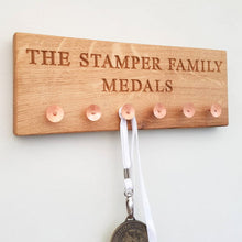 Load image into Gallery viewer, Personalised Engraved Oak Medal Holder