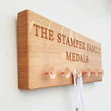 Load image into Gallery viewer, Personalised Engraved Oak Medal Holder