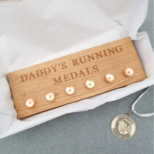 Load image into Gallery viewer, Engraved Oak Medal Holder for Dad