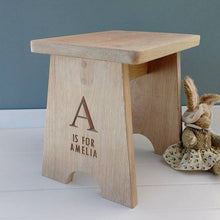 Load image into Gallery viewer, Personalised Contemporary Oak Child's Stool