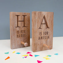Load image into Gallery viewer, Contemporary Personalised Engraved Oak Shaker Peg