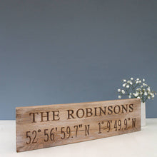 Load image into Gallery viewer, Contemporary Engraved Oak Family Location Sign