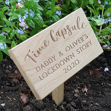 Load image into Gallery viewer, Time Capsule Garden Marker in Raw Oak