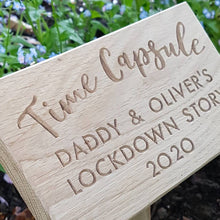Load image into Gallery viewer, Time Capsule Garden Marker in Raw Oak