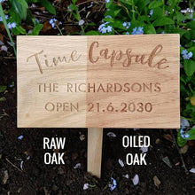 Load image into Gallery viewer, Time Capsule Garden Marker in Oiled Oak