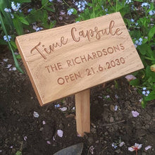 Load image into Gallery viewer, Time Capsule Garden Marker in Oiled Oak