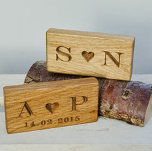 Load image into Gallery viewer, Personalised Solid Oak Block with Heart